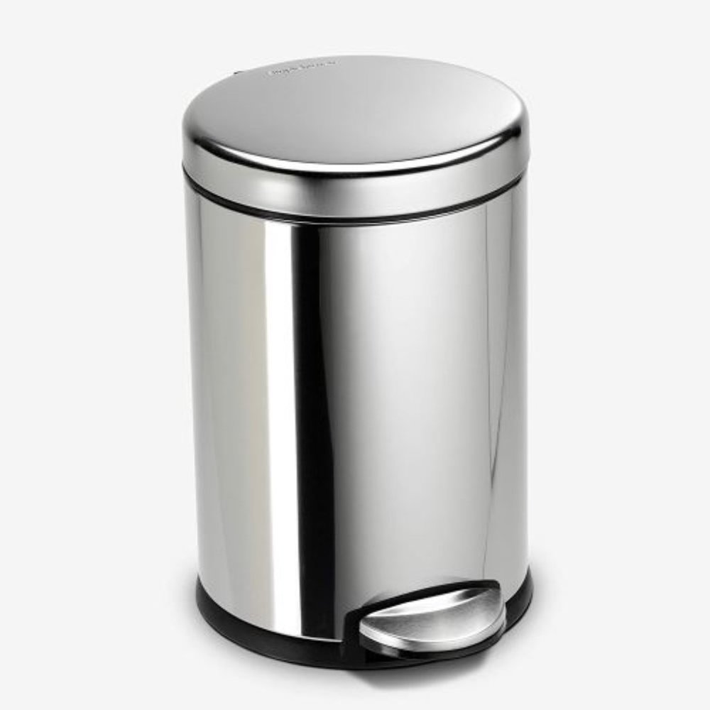 Round Trashcan Stainless-Steel Garbage Bin Lid Step Can Buy Now